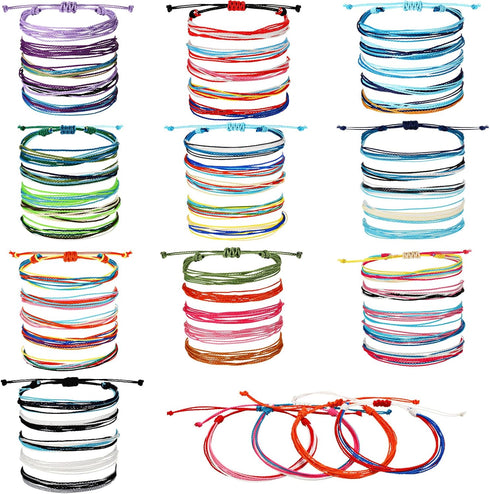 Yaomiao 50 Pcs Summer Friendship String Beach String Adjustable Waterproof Handmade Friendship Cord Surfer Woven Braided Rope Bohemian Wrist Cord ...