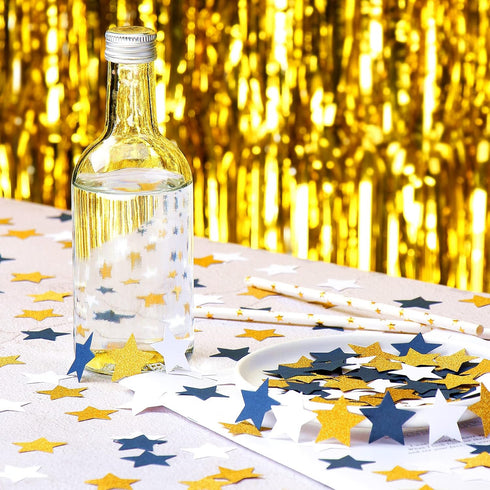 300pcs Navy Blue White Gold Confetti,Glitter Paper decor Twinkle Little Star Table Confetti,Birthday Graduation 2025 Fathers Day Wedding Baby Show...