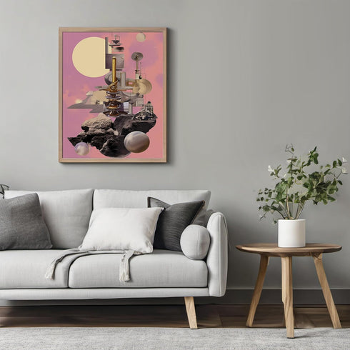 Posterizer 1 pcs-sci-fi vintage collage with space devices-Astronomy & Celestial Art-Abstract & Modern Art-Gift for Art Lovers- UNFRAMED Wall Art...