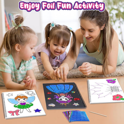 Art & Craft Activity,Foil Fun Dress Up DIY Art Kits,No Mess Creative Foil Art Kits Set Drawing Game for Kids,Birthday Gifts Crafts Supplies Kits T...