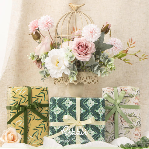 Ribbli Sage Green Satin Ribbon 3/8 Inch x 4 Rolls Total 40 Yards- Ivory/Sage/Dusty Sage/Moss Green Ribbon for Wrapping and Craft...