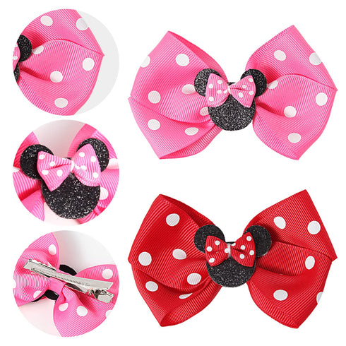 Baby Girl Mouse Ears Hair Bows Clips Baby Hair Accessory Birthday Mouse Ear Hair Clip for Baby Kids Girls Women, Mice Hair Accessories for Glitter...