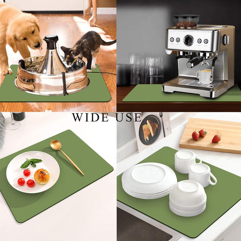Coffee Mat for Countertops ,Coffee Bar Accessories Fit Under Coffee Maker Espresso Machine, Absorbent Hide Stain Rubber Mat for Countertop ,Dish D...
