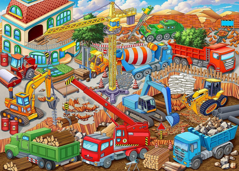 Puzzles for Kids Ages 4-8 6-8 8-10 Year Old - Busy Engineering Vehicle - 100 Pieces Jigsaw Puzzle for Kids 100 Piece Puzzle for Adults Learning Ed...