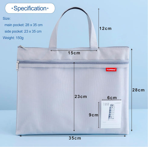 Pendancy Mesh Zipper Pouch 11x13.7 in, Large Double Pocket Waterproof File Bag with Handle, A4 Size Foldable Document Storage for Puzzle Project/C...