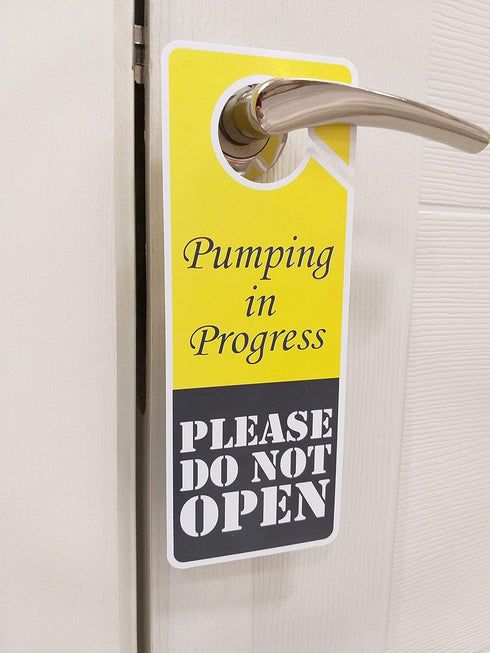 Do Not Disturb Sign - Pumping in Progress Do Not Open, Door Hanger 2 Pack, Double Sided, Ideal for Using in Any Places...