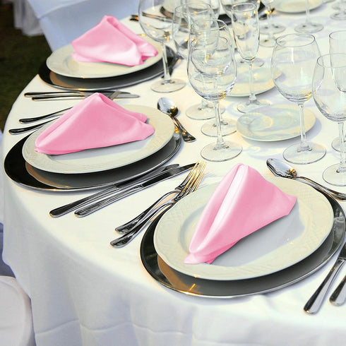 ANECO 12 Pieces Satin Napkins Soft Dinner Napkins Square Table Napkins 17 x 17 Inches for Restaurant Weddings Party Dinner Decoration (Pink)...