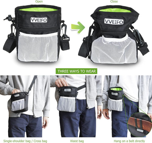 Dog Treat Pouch, Dog Training Pouch Bag with Waist Shoulder Strap, Durable, Convenient Dog Training Accessory, Suitable for small and large dogs, ...