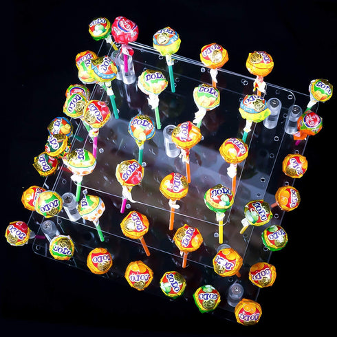KINJOEK 56 Holes 3 Tier Acrylic Cake Pop Stand, Square Clear Cake Pop Holder, Lollipop Candy Stick Display for Party Birthday Weddings Christmas A...