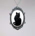 Black Cat Cameo in Antique Silver Finish Pewter Frame Pendant Necklace...