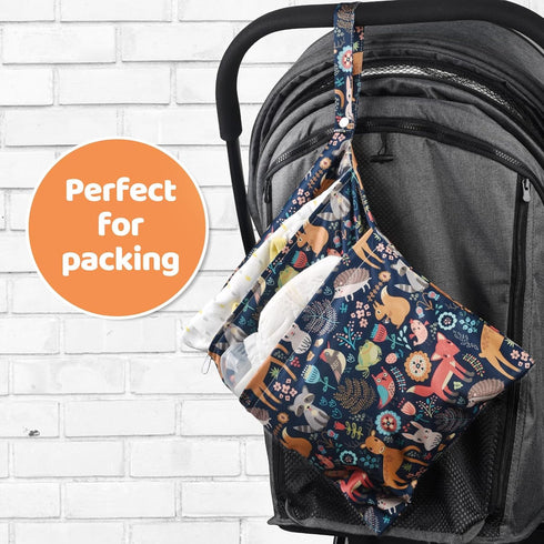 2pcs Cloth Diaper Wet Dry Bags Waterproof Reusable with Two Zippered Pockets Travel Beach Pool Daycare Soiled Baby Items Yoga Gym Bag for Swimsuit...