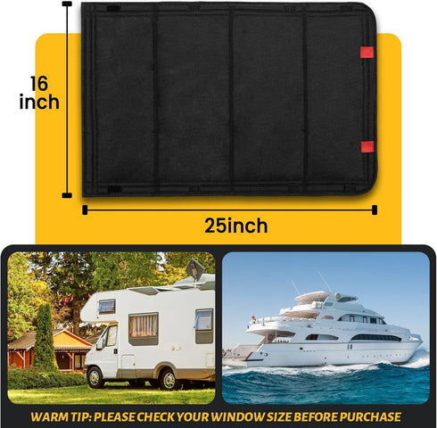 RV Door Window Shade, Foldable Hook and Loop Fastener RV Blackout Window Cover, UV Rays Protection Camper Trailer Door Window Cover, Waterproof Th...