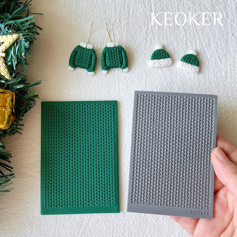 Keoker Polymer Clay Texture Sheet Christmas, Christmas Clay Texture Mat for Making Earrings Jewerly, Christmas Polymer Clay Earrings Tools (Style ...