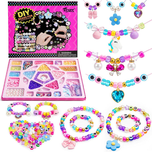 Tomons Charm Bracelet Making Kit for Girls, Beads for Jewelry Making Kit, Arts & Crafts Gift for Ages 3-12, Girls Toys 3 4 5 6 7 8 9 10 Year Old G...