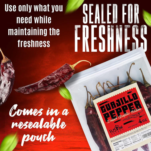 Fusion Select Guajillo Chiles Pepper - Natural and Premium - Mexican Recipes Like Mole, Tamales, Salsa, Sauce - Resealable Package (8 Oz)...