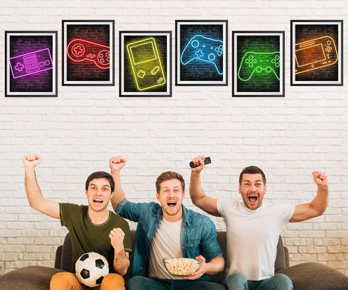 Neon Gaming Posters for Boys Room Decor, Boys Room Decorations for Bedroom, gamer wall art,Gamer, game console, Teen boy bedroom, game room, No Fr...