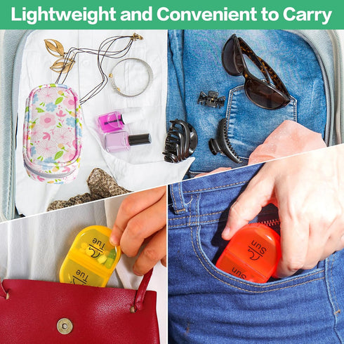 Serfeymi Weekly Travel Pill Organizer 2 Times A Day AM PM Upgraded Rainbow Pill Box 7 Day with Portable Zipper PU Leather Pill Case, Medicine Orga...