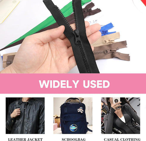 YAKA 10PCS #5 27inch Nylon Coil Zippers Sports Suits Zippers Coat Jacket Clothes Tailor Sewing Tools Garment Accessories (Black, 27inch)...