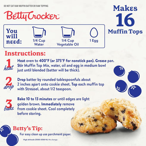 Betty Crocker Muffin Tops Mix, Blueberry, With Topping, 11.9 oz...