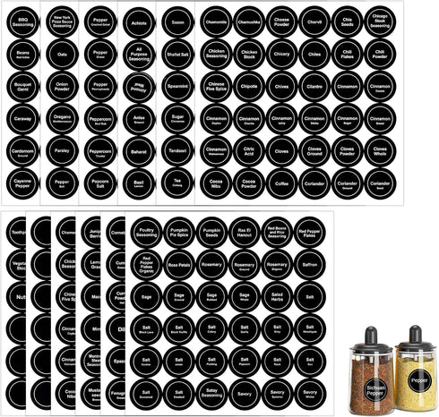 SAVITA 432pcs 3.5cm Spice Labels Stickers, Round Preprinted Spice Labels Waterproof Spice Jar Label Spice Labels Spice Containers Labels Seasoning...
