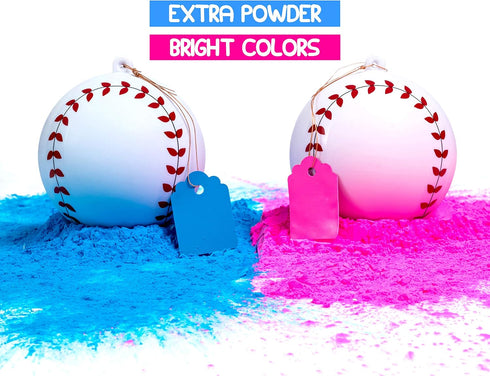 Winsharp Gender Reveal Baseball Set - 2 Balls - Pink and Blue Exploding Gender Reveal Ball with Powder, Baseball Or Bows Party Supplies Decoration...