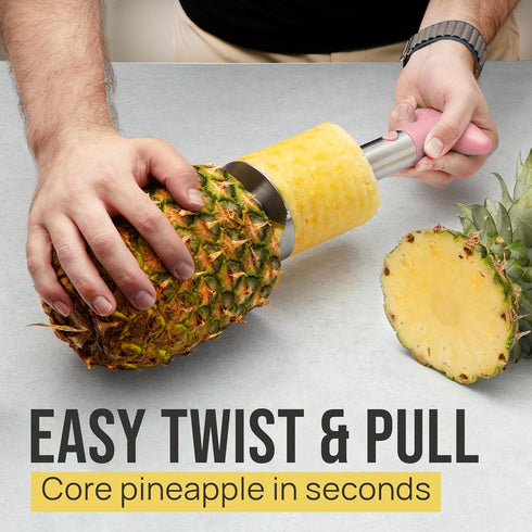 Zulay Kitchen Stainless Steel Pineapple Corer & Slicer + Eye Removal Tool – Heavy Duty Pineapple Cutter with Reinforced Blade – Effortless Pineapp...