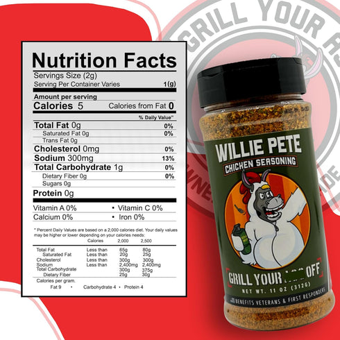 Willie Pete Chicken Seasoning by Grill Your As Off - BBQ & Grill Seasoning for Beef, Steak, Burgers, Pork & Chicken - Dry Rub - MSG & Gluten Free ...