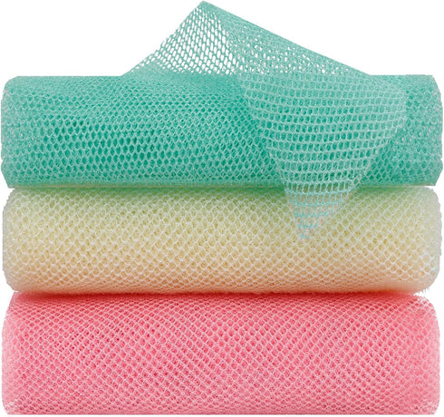 African Bath Sponge African Net Long Net Bath Sponge African Exfoliating Net African Wash Net Shower Body Scrubber Back Scrubber Skin Smoother(3pc...