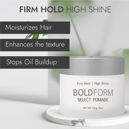 Bold Form Select Pomade with Firm Hold and High Shine - Hair Styling Products For Men - Water Soluble Men’s Hair Pomade with Natural Hair Care Ing...