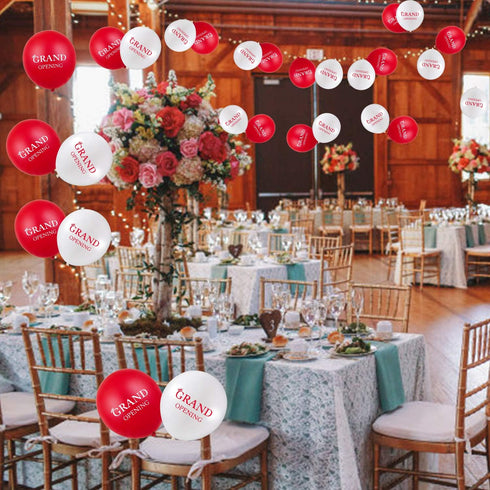 60 Pieces Grand Opening Balloons 12 Inch Double Side Celebrate Business Latex Balloons with 3 Pieces White Ribbons for Ceremony Decoration...