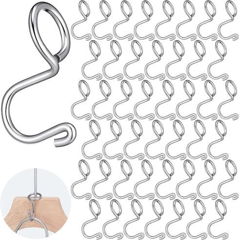 Sosation 45 Pcs Clothes Hanger Connector Hooks Metal Hanger Extender Hooks Mini Cascading Hanger Hook Metal Outfit Hanger Extender Clips for Velve...