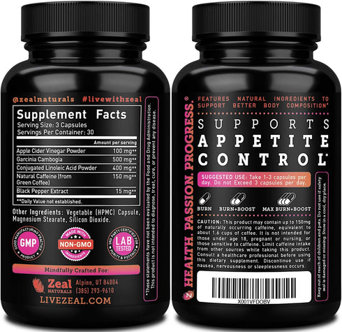 Apple Cider Vinegar Weight Management Pills for Women - Garcinia Cambogia + w. CLA & Green Coffee Bean Green Tea...