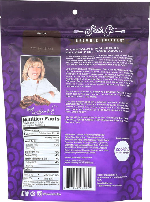 Sheila G's, Brownie Brittle Dark Chocolate, 5 oz...