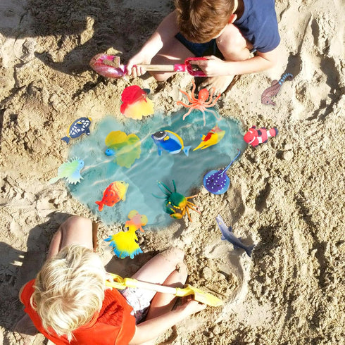 10Pcs Fish Toys Animal Figure Bath Toys, Color Changing Toys Sea Animal Toys, Sea Creatures Toys for Kids 3 Years and up, Water Table Toys for The...