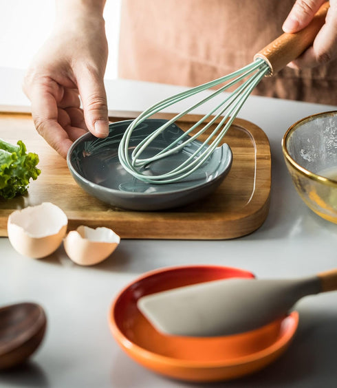 LYEOBOH Ceramic Spoon Rest for Stove Top, 5 Inch Kitchen Spoon Rest Cooking Spoon Holder Farmhouse Spatula Holder, Drip Tray for Multiple Utensils...