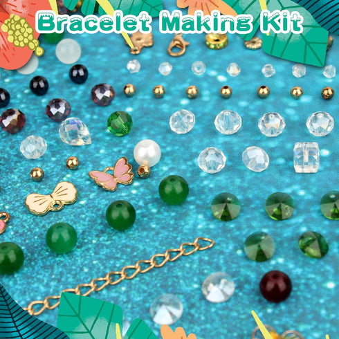 Misty Forest Series Beads for Jewelry Making Kit - Includes Chains, Jump Rings, Spacers and Butterfly Pendant Glass and Crystal Beads for Bracelet...