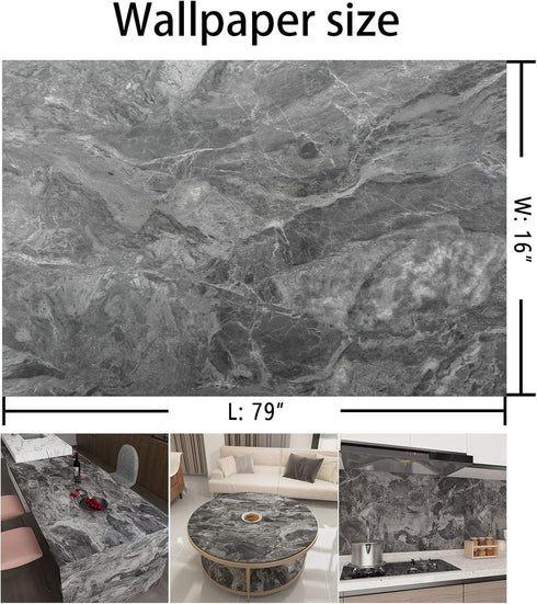 Grey Marble Textured Wallpaper Peel and Stick Gray Granite Countertop Contact Paper Matte Thicken 16x79 inch Waterproof Adhesive DIY Wall Stickers...
