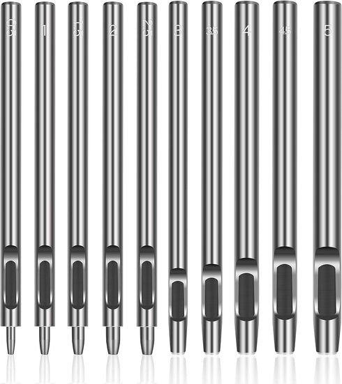 10Pcs Leather Hole Punch Cutter 0.5mm-5mm Leather Working Tools for Leather Watch Bands Belts Canvas Paper Plastics Round Hollow Hole Punch Cutter...