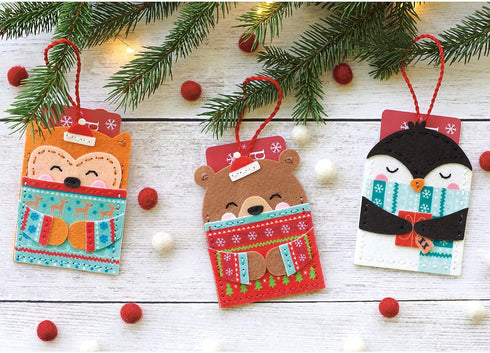 Dimensions DIY Christmas Ornaments and Gift Card Holders Felt Applique Kit, Sizes Vary, Multicolor 4 Piece...