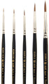 AIT Art Premium Detail Brush Set, 5 Pure Kolinsky Russian Red Sable Paint Brushes, Handmade in USA for Ultimate Details with Oil, Acrylic, and Wat...