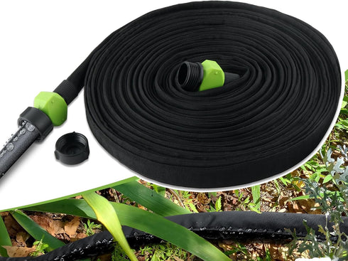 Soaker Hose - 25FT Save 80% Water Drip Flat Garden Hose -Thickened Heavy Duty Double Layer Drip Flexible Leakproof, Drip Watering Hose for Garden ...