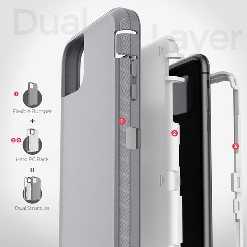 Defender Wallet Design with Hidden Back Mirror and Card Holder Heavy Duty Protection Shockproof 3 in 1 All-Round Armor Protective Case for iPhone ...