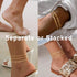 Gold Ankle Bracelets for Women, 14K Gold Anklets for Women Waterproof Snake Figaro Cuban Link Chain Anklets Set Chunky Thin Layered Dainty Anklet ...