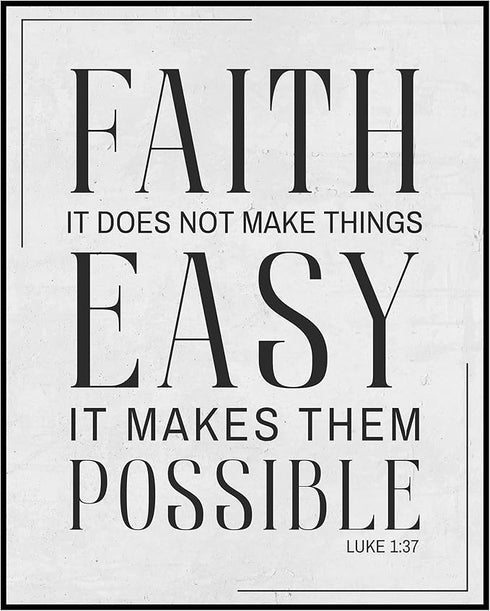 Posterizer 1 pcs-Faith It Does Not Make Things Easy Luke 1: 37 Bible verse-Religious Posters-Quotes and Poems-Gifts for Christians- UNFRAMED Wall ...