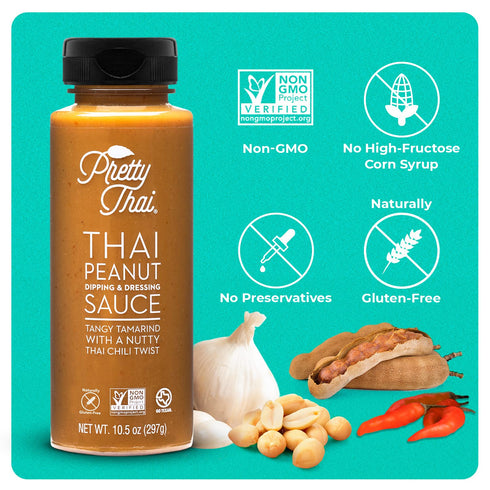 Pretty Thai Peanut Sauce, Gluten Free Certified Non-GMO Vegan Authentic Stir Fry, Dressing, Rice Seasoning, Condiment & Dipping Sauce, 100% Natura...