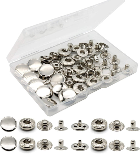 12 Sets Heavy Duty Leather Snap Fasteners Kit, 15mm Metal Snap Buttons Kit Press Studs Leather Rivets and Snaps for Clothing, Leather, Jeans, Jack...
