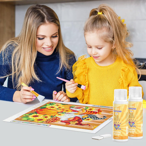 GHHKUD Diamond Painting Sealer 240ML, DIY Diamond Art Glue Sealer with Sponge Head & Applicator, 5D Diamond Painting Accessories Permanent Hold Sh...