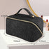 Large Capacity Travel Cosmetic Bag - Lay Flat Makeup Bag with Handle and Compartment Large Opening Sparkly Glitter Cosmetics Organizer for Girl, B...