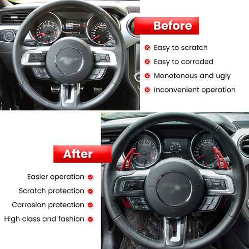Steering Wheel Shift Paddle Extended Shifter Trim Cover for Ford Mustang 2015 2016 2017 2018 2019 2020 2021 2022 2023 Interior Decoration Accessor...