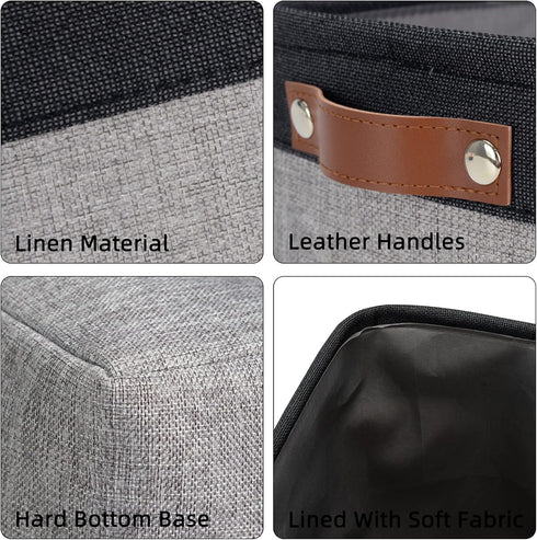 DULLEMELO Small Collapsible Fabric Basket for Organizing, Shelves, Closets, Laundry, Nursery, Decorative Gift Basket (Black&Gray)...